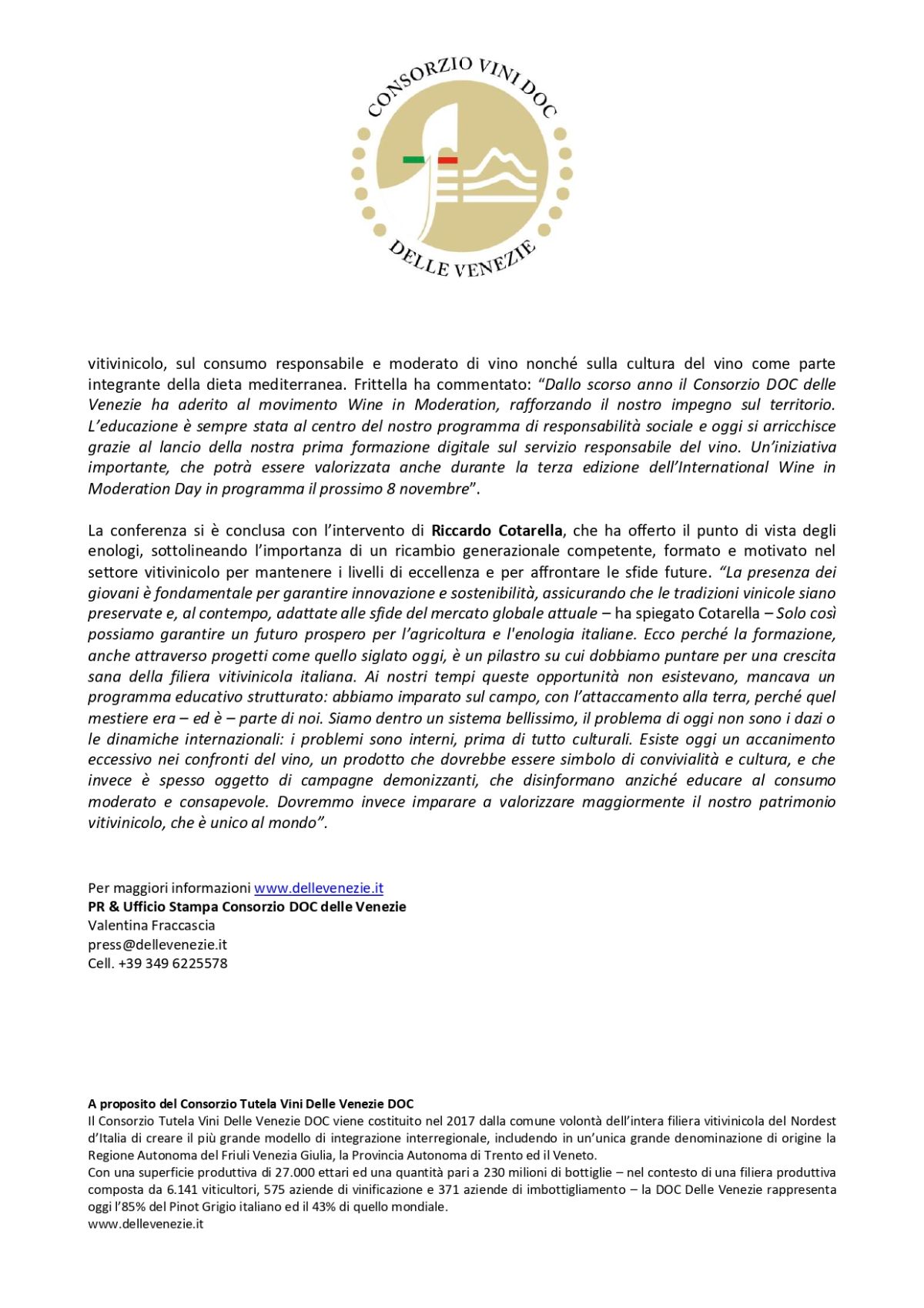 Wine in Moderation among the key players of the new ambitious project by the Consorzio Tutela Vini DOC Delle Venezie